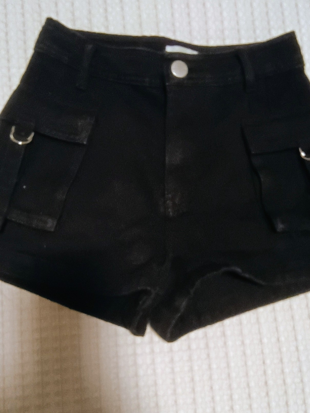Black High Waist Cargo Shorts XS